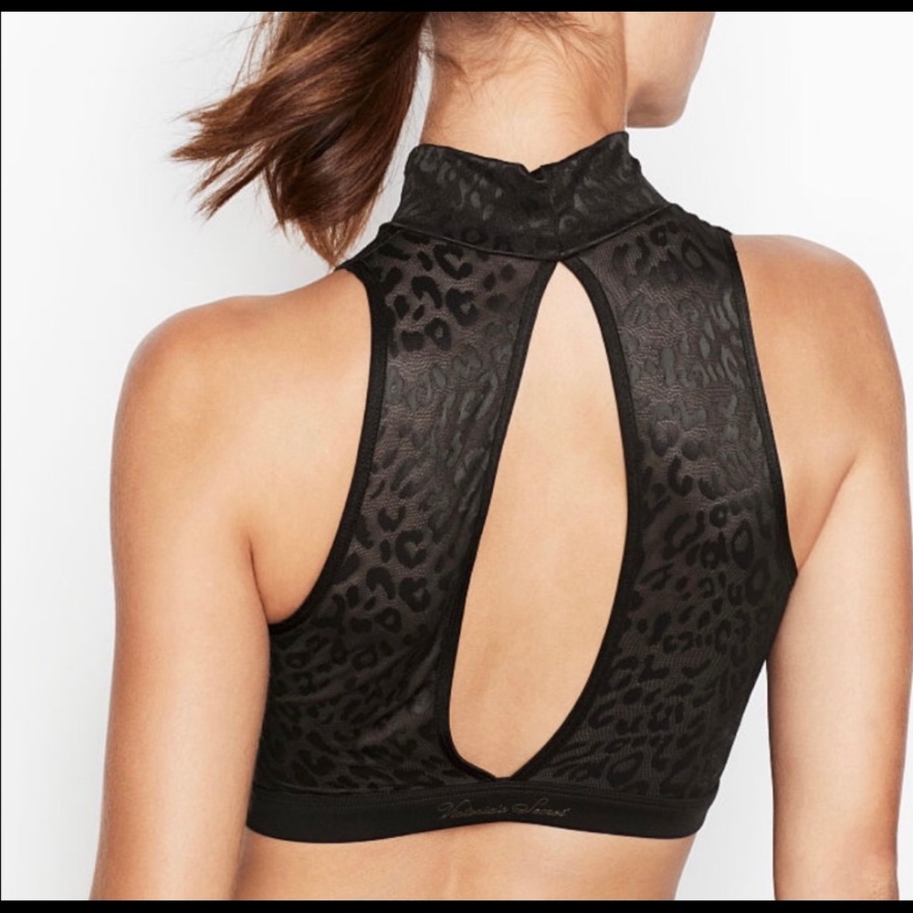 Brand NWT Victoria’s Secret Black Mock Crop Top